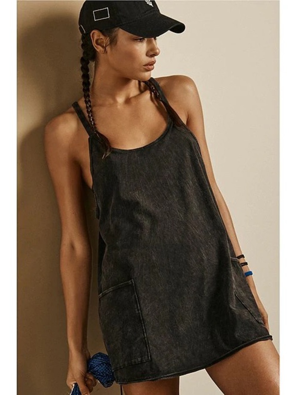 FP Movement by Free People Washed Black Tank Romper Dress